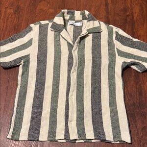 Bershka Checkered Knit Top in Green and Cream